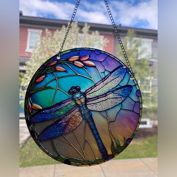 🟣2 for $25🟣 Chromatic colored dragonfly window hanging acrylic disk suncatcher - Picture 2 of 4